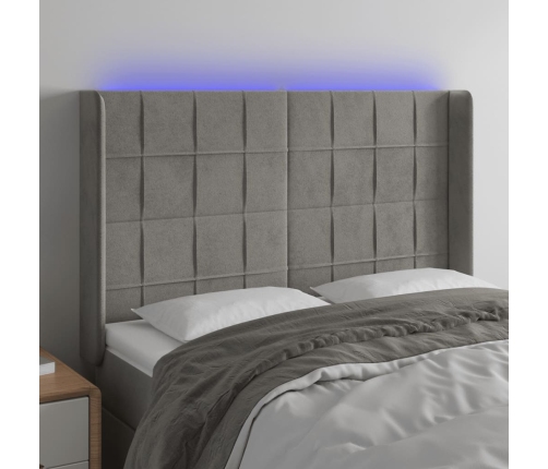 Cabecero con LED de terciopelo gris claro 147x16x118/128 cm