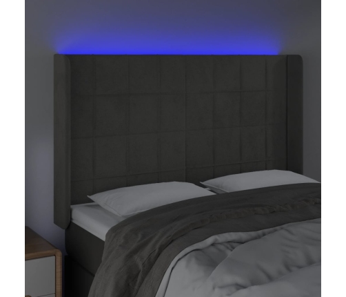 Cabecero con LED de terciopelo gris oscuro 147x16x118/128 cm