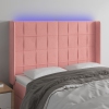 Cabecero con LED de terciopelo rosa 147x16x118/128 cm