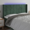 Cabecero con LED de terciopelo verde oscuro 163x16x118/128 cm