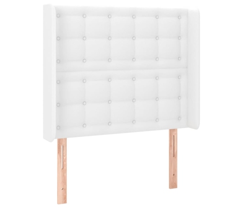 Cabecero con LED cuero sintético blanco 83x16x118/128 cm