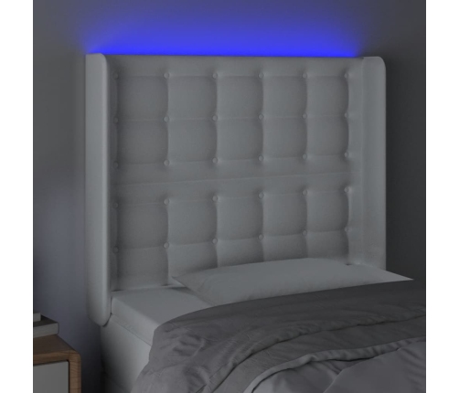 Cabecero con LED cuero sintético blanco 83x16x118/128 cm