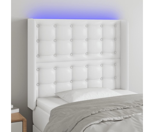 Cabecero con LED cuero sintético blanco 83x16x118/128 cm