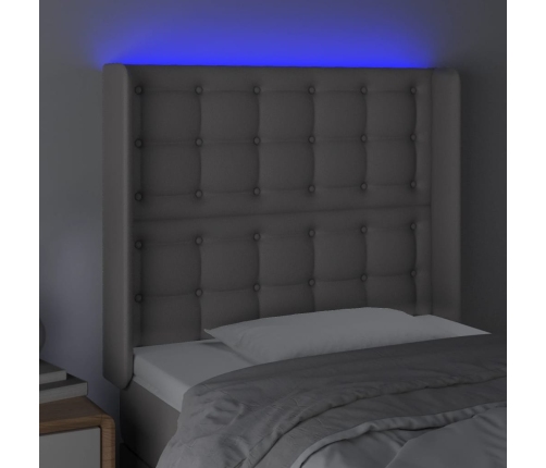 vidaXL Cabecero con LED cuero sintético gris 83x16x118/128cm