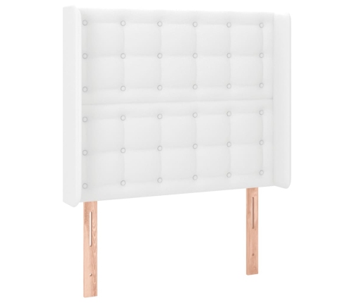 vidaXL Cabecero con LED cuero sintético blanco 93x16x118/128 cm