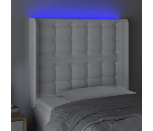 vidaXL Cabecero con LED cuero sintético blanco 93x16x118/128 cm