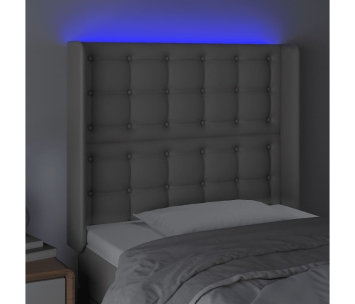 Cabecero con LED cuero sintético gris 93x16x118/128cm