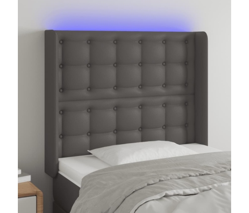 Cabecero con LED cuero sintético gris 93x16x118/128cm