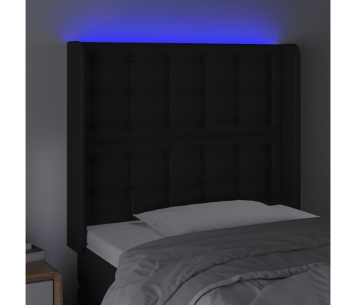 vidaXL Cabecero con LED cuero sintético negro 103x16x118/128 cm