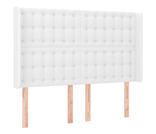 vidaXL Cabecero con LED cuero sintético blanco 147x16x118/128 cm