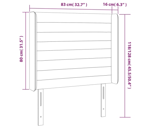 Cabecero con LED de tela gris claro 83x16x118/128 cm