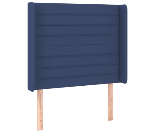 Cabecero con LED de tela azul 83x16x118/128 cm