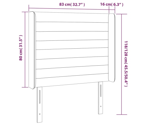 Cabecero con LED de tela azul 83x16x118/128 cm