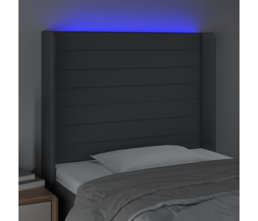 vidaXL Cabecero con LED de tela gris oscuro 93x16x118/128 cm