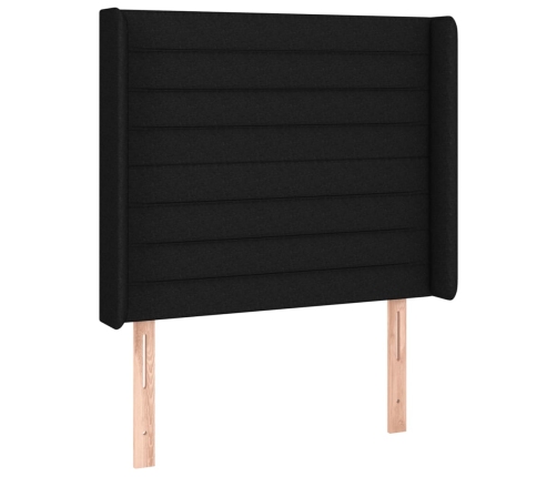 vidaXL Cabecero con LED de tela negro 93x16x118/128 cm