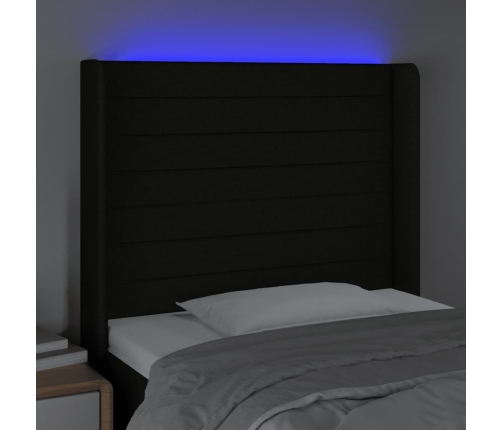 vidaXL Cabecero con LED de tela negro 93x16x118/128 cm