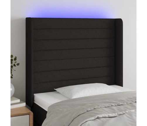 vidaXL Cabecero con LED de tela negro 93x16x118/128 cm