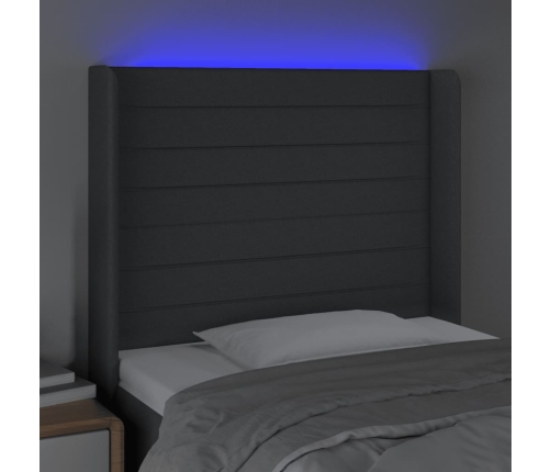 Cabecero con LED de tela gris oscuro103x16x118/128 cm