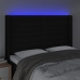 Cabecero con LED de tela negro 147x16x118/128 cm