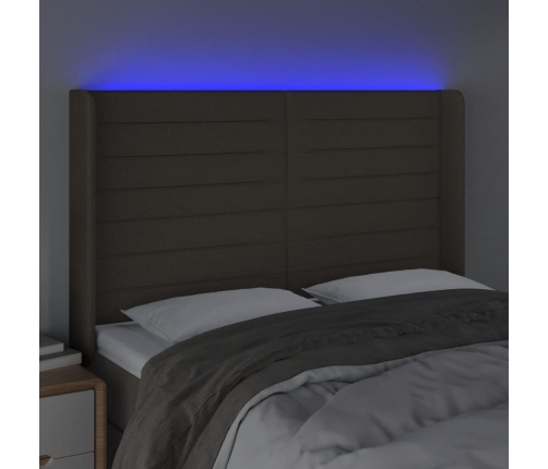 vidaXL Cabecero con LED de tela gris taupe 147x16x118/128 cm