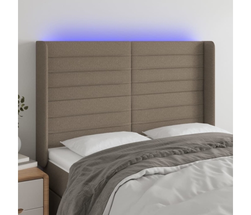 vidaXL Cabecero con LED de tela gris taupe 147x16x118/128 cm