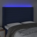 vidaXL Cabecero con LED de tela azul 147x16x118/128 cm