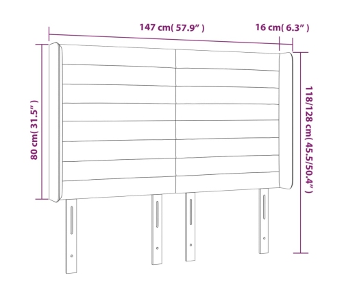 vidaXL Cabecero con LED de tela azul 147x16x118/128 cm