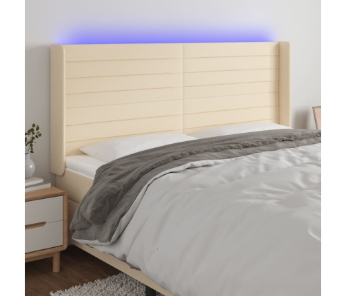 vidaXL Cabecero con LED de tela color crema 163x16x118/128 cm