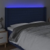 Cabecero con LED de tela azul 163x16x118/128 cm