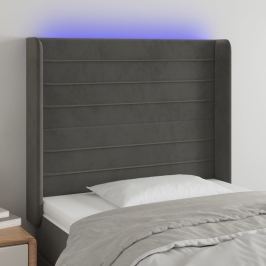 Cabecero con LED de terciopelo gris oscuro 83x16x118/128 cm