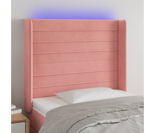 vidaXL Cabecero con LED de terciopelo rosa 83x16x118/128 cm