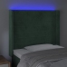 Cabecero con LED de terciopelo verde oscuro 93x16x118/128 cm