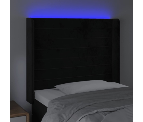 Cabecero con LED de terciopelo negro 103x16x118/128 cm