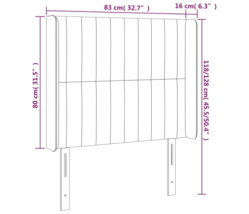 Cabecero con LED de tela gris claro 83x16x118/128 cm