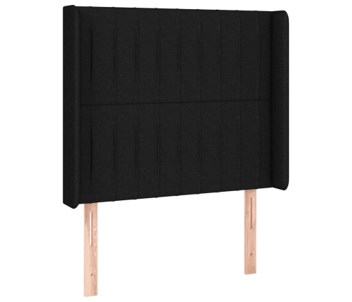 Cabecero con LED de tela negro 83x16x118/128 cm