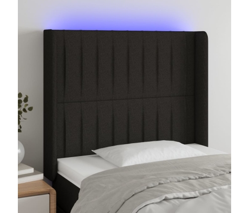 Cabecero con LED de tela negro 83x16x118/128 cm