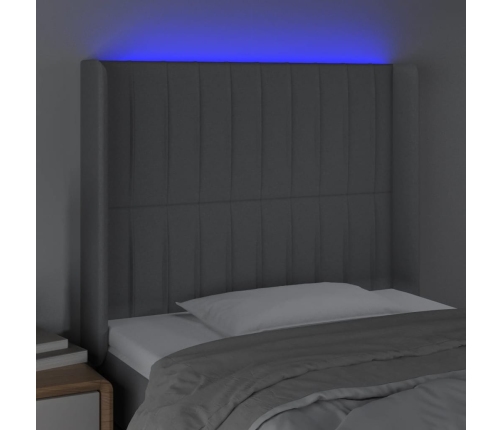 Cabecero con LED de tela gris claro 93x16x118/128 cm