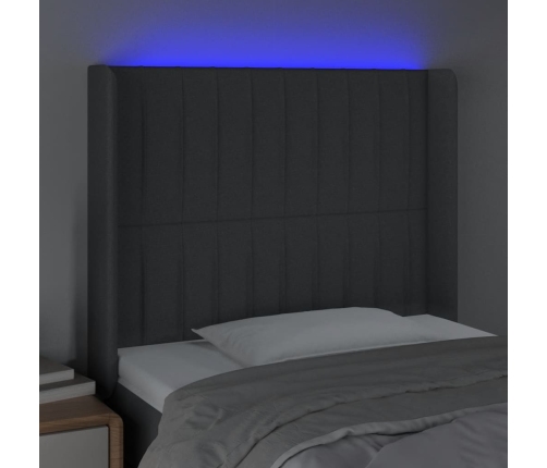 Cabecero con LED de tela gris oscuro 93x16x118/128 cm