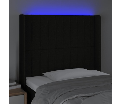 Cabecero con LED de tela negro 93x16x118/128 cm