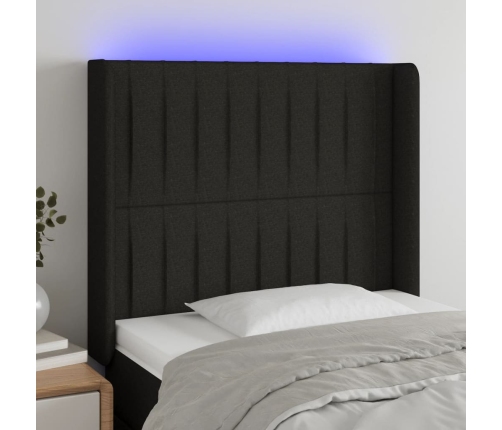 Cabecero con LED de tela negro 93x16x118/128 cm