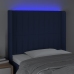 Cabecero con LED de tela azul 93x16x118/128 cm