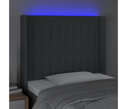 vidaXL Cabecero con LED de tela gris oscuro103x16x118/128 cm