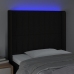 Cabecero con LED de tela negro 103x16x118/128 cm