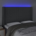 Cabecero con LED de tela gris oscuro 147x16x118/128 cm