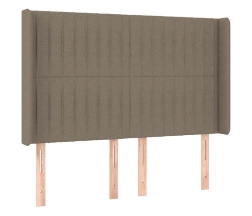 Cabecero con LED de tela gris taupe 147x16x118/128 cm