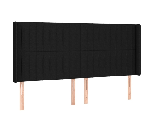 vidaXL Cabecero con LED de tela negro 163x16x118/128 cm