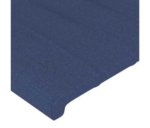 Cabecero con LED de tela azul 163x16x118/128 cm