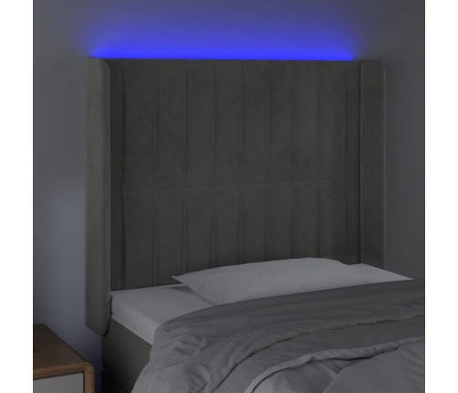 Cabecero con LED de terciopelo gris claro 83x16x118/128 cm