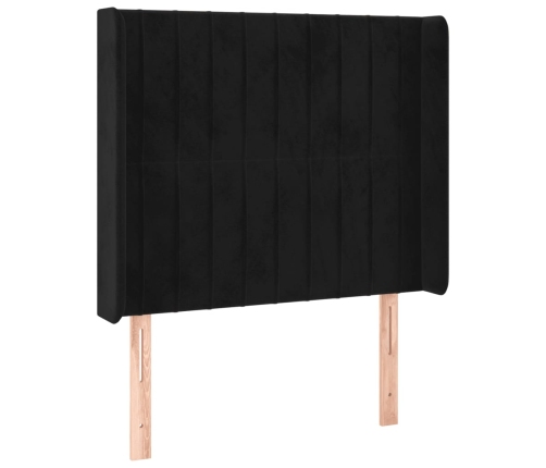 Cabecero con LED de terciopelo negro 83x16x118/128 cm