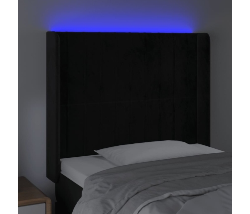 Cabecero con LED de terciopelo negro 83x16x118/128 cm